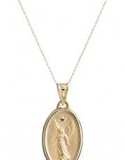 10k Yellow Gold Guardian Angel with Prayer Pendant Necklace