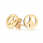 Bling Jewelry Childrens Jewelry Gold Plated 925 Sterling Silver Peace Sign Stud Earrings