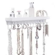 Wall Necklace Holder Hanging Jewelry Organizer Closet Storage Rack Display (Schelon White)