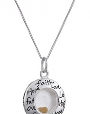 Sterling Silver Faith Hope Love Floating Mustard Seed Circle Pendant Necklace, 18