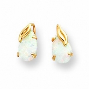 Genuine 14K Yellow Gold Imitation Opal With Leaf Post Earrings 0.2 Grams Of Gold