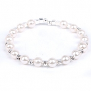 ILOVEDIY Crystal Rhinestone White Pearl Bracelets for Women Girls