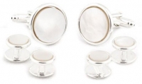 Cuff-Daddy Sterling Silver Plated Mother of Pearl Formal Set
