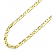 14K Gold 2mm Italian Flat Mariner Link Chain Necklaces ( Available Length 16, 18, 20, 22, 24) - 18