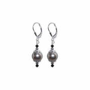 SCER034 925 Sterling Silver Simulated Pearl Crystal Dangle Handmade Earrings Made with Swarovski Elements