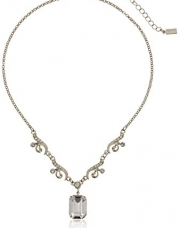 1928 Jewelry Bridal Crystal Silver-Tone Swarovski Crystal Drop Pendant Necklace, 16