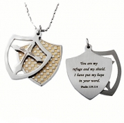You Are My Refuge Shield Cross Pendant Necklace