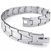 KONOV Jewelry Mens Stainless Steel Bracelet, Classic Link Wrist, Silver