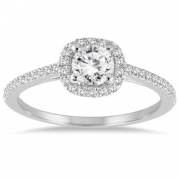 3/4 Carat Diamond Halo Engagement Ring in 14K White Gold