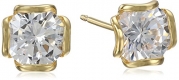 18k Yellow Gold Plated Sterling Silver Cubic Zirconia (2cttw) Round Stud Earrings