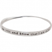 Heirloom Finds Be Still and Know That I am God Psalm 46:10 Scripture Twist Bangle Bracelet in Silver Tone