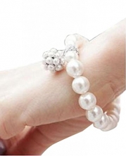 ACEFAST Silver Pearl Ball Crystal Bracelet Rhinestone Jewelry Chain Bangle