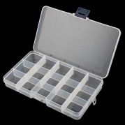 Adjustable 15 Compartment Plastic Storage Box Jewelry Earring Tool Container