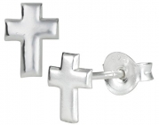 .925 Sterling Silver Little Cross Stud Earrings for Children - Lead and Nickel Free, Safe for Sensitive Skin