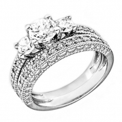 0.8 Carats Round Cubic Zirconia Rhodium Plated Brass Bridal Engagement Wedding Ring Set