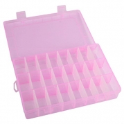 Sannysis(TM) Useful Adjustable 24 Compartment Plastic Storage Box Jewelry Earring Case (Pink)