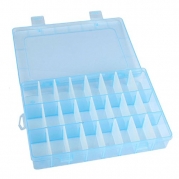 Sannysis(TM) Useful Adjustable 24 Compartment Plastic Storage Box Jewelry Earring Case (Blue)