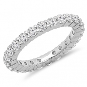 1.00 Carat (ctw) 14K White Gold Round Diamond Ladies Eternity Anniversary Stackable Ring Band (Size 5)