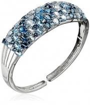 Sterling Silver Tonal Blue Topaz Cuff Bracelet