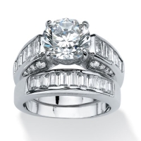 6.40 TCW Round Cubic Zirconia Bridal Ring Set in Platinum over Sterling Silver