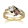 Promise Ring Engraved Ring 18k Gold Birthstone Ring Heart Ring With Swarovski Stones Couples Ring Split Band Ring (6)