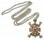 eFuture(TM) Antique Bronze Retro Sweater Chain Imitation Crystal Diamond Cute Little Turtle Necklace +eFuture's nice Keyring