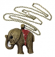 eFuture(TM) Ruby Red Fashion Retro Crystals Bronze Elephant Pendant Long Chain Necklace +eFuture's nice Keyring