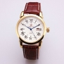 ORKINA Casual Roman Index Men's Quartz Wrist Watch Golden Bezel Brown Leather Strap White Dial 11