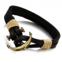 Flongo Men Women Unisex Black Brass Anchor Bracelet Nautical Wristband, With Gift Bag