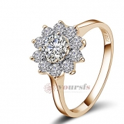 Yoursfs 18k Rose Gold Plated Sunflower Cubic Zirconia CZ Bridal Wedding Jewelry Ring (8)