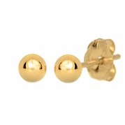 14k Real Yellow Gold 3 mm Stud Ball Earrings w/ Gold Friction Backs