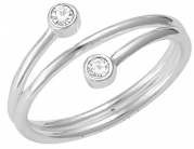 .925 Sterling Silver Crystal Twist Knuckle Ring, Size 3.5