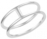 .925 Sterling Silver Double Lines Knuckle Ring, Size 3.5