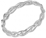.925 Sterling Silver Full Braid Knuckle Ring, Size 3.5