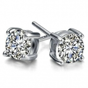 Yoursfs 1ct Solitaire Cubic Zirconia CZ Stud Earrings 18K white gold plated earrings