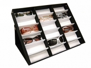Amzdeal® Display Storage Box Tray Case Organizer Holder (Black-18 pcs Sunglass Eyewear Display)