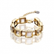 Termichy Crystal Tennis Link Gold Plated Bracelet, 7.3''+2.5'' Extender