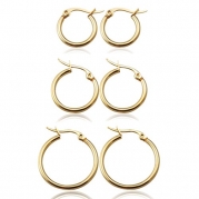 Jstyle Jewelry Women's Cute Small Hoop Earrings Stainless Steel 3 Pairs a Set