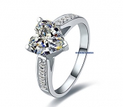 K-DESIGN : Heart Shape 1 Carat Platinum Diamond Ring Engagement Ring Imitation Ring For Women X873202