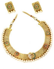 Indian Traditional Imitation Gold Tone Peacock Jewelry / AZINGT202-GRG