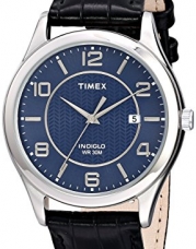 Timex Men's T2P4519J Main Street Dress Watch With Black Leather Band