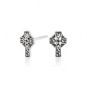 Bling Jewelry Small Celtic Cross Stud Earrings 925 Sterling Silver