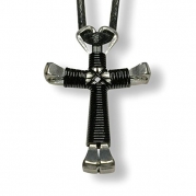 Black Horseshoe Nail Cross Necklace