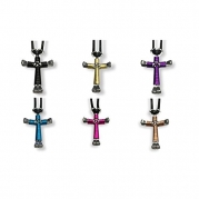 6 Pack Horseshoe Nail Cross Necklaces - You Choose Colors !!!