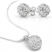 Crystal Clear Jewelry Set Crystal Ferido Ball Necklace with Stud Earrings