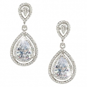 EVER FAITH Silver-Tone Wedding Teardrop Classic Earrings Clear CZ Crystal N03890-1