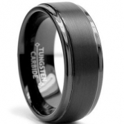 8mm Black High Polish Tungsten Carbide Men's Wedding Band Ring in Comfort Fit and Matte Finish Sizes 6 to 16 (5