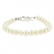 Sterling Silver White Freshwater Cultured Pearl Baby Bracelet