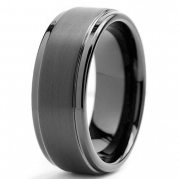 8mm Black High Polish Tungsten Carbide Men's Wedding Band Ring in Comfort Fit and Matte Finish Sizes 7 to 15 (6)