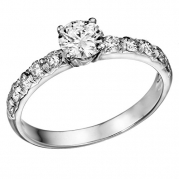14K White Gold Round Brilliant Cut Diamond Engagement Ring (0.90 cttw, J-K Color, I1-I2 Clarity) - Size 4